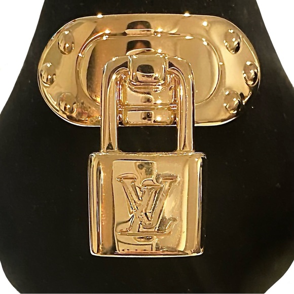 Authentic Louis Vuitton Black/Gold Suede Oh Really Peep Toe Platform Pumps Heels - Picture 11 of 11